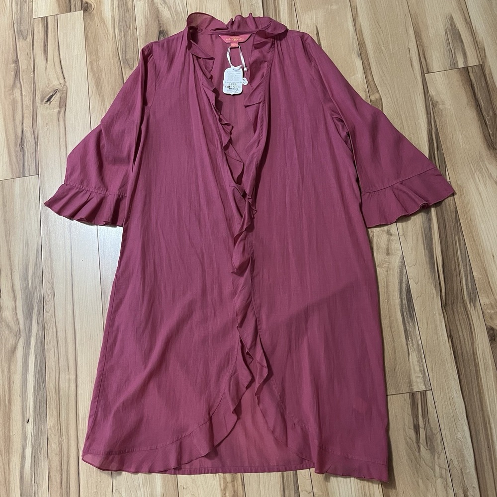 APRIL CORNELL Anna Cotton Blend Long Beach Cover Up Robe Sz XL Rose Quartz NWT